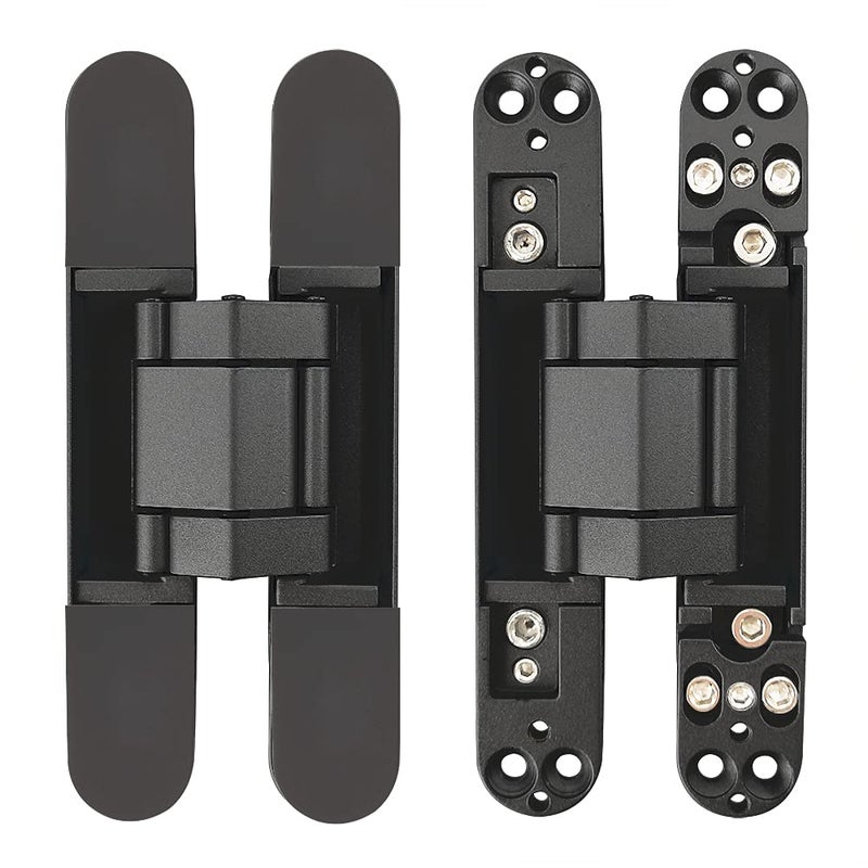 Alamic Invisible Hinges Concealed Door Hinge Heavy Duty Hidden Hinge 3-D Adjustable - Black -1 Pair - Image 1
